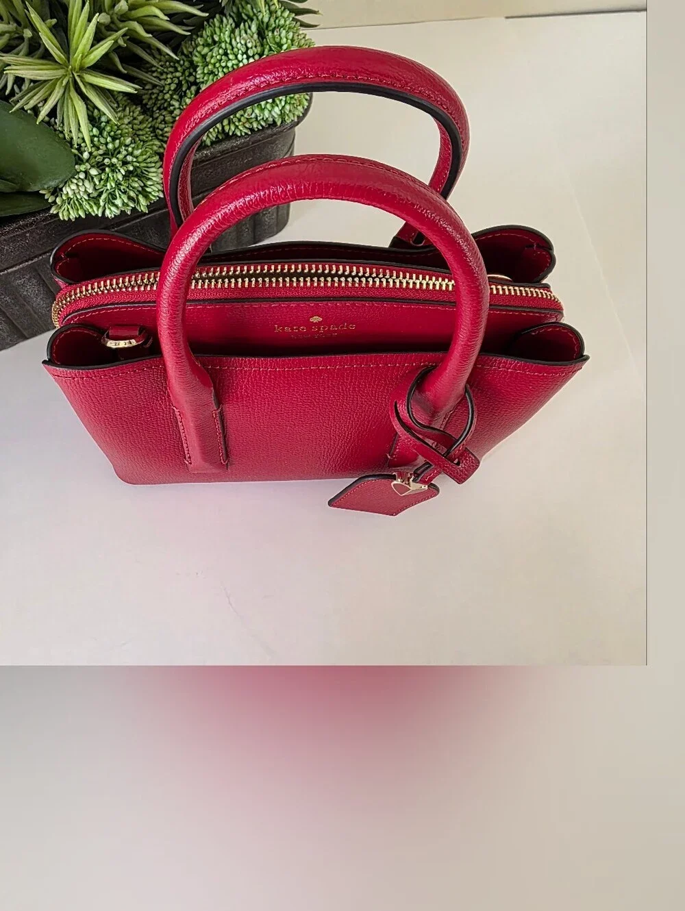 Kate Spade Margaux Mini Satchel Crossbody Hot Chili Red Textured Leather